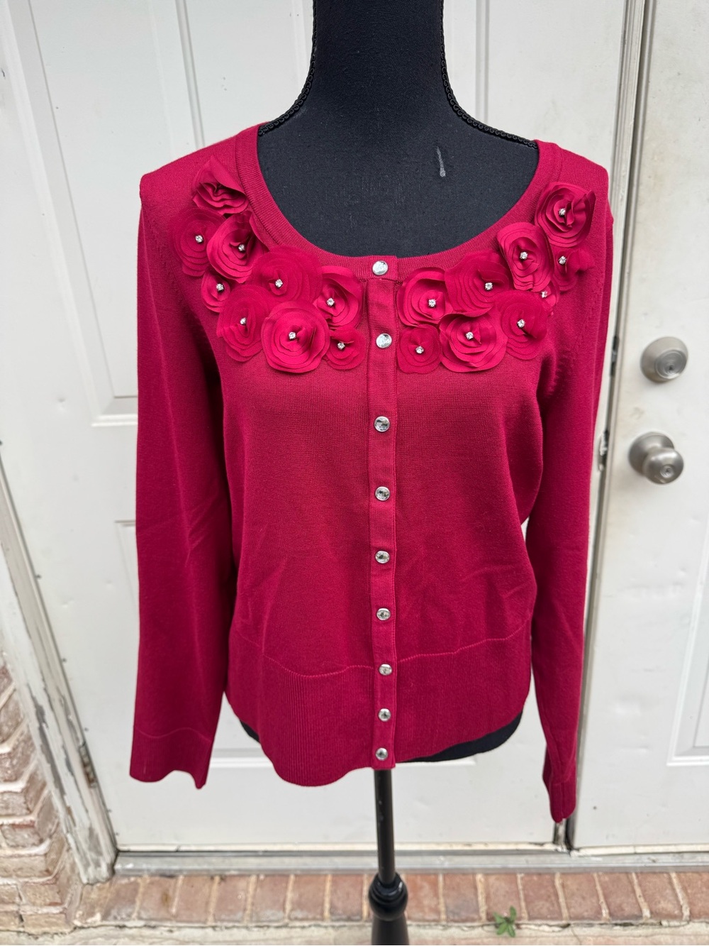 White House Black Market, Cardigan, Red, Size Large